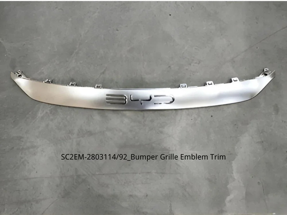 Chrome silver BYD emblem trim for bumper grille