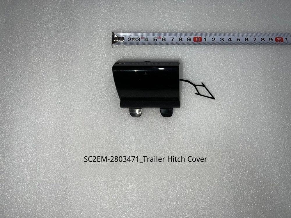 Black durable plastic trailer hitch cover for BYD vehicles.
