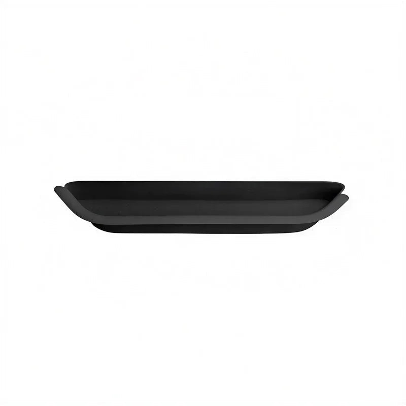 Black matte-finish durable rubber car trunk tray for spill protection.