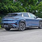 Blue BYD 07 EV electric SUV featuring a sleek aerodynamic body and stylish alloy wheels.