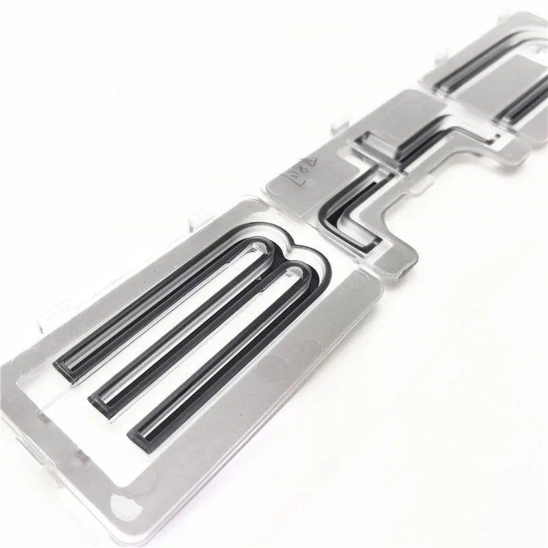Clear transparent plastic protective cover with grey internal structural inserts