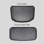 Black heavy-duty TPE frunk mat and trunk lower mat set for BYD protection.