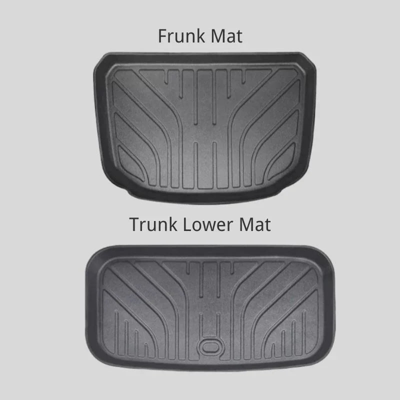Black heavy-duty TPE frunk mat and trunk lower mat set for BYD protection.