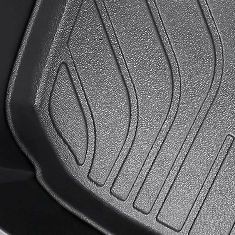 Durable black textured TPE car floor mat with anti-slip grooves for heavy-duty protection.