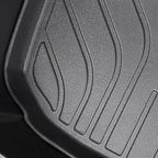 Durable black textured TPE car floor mat with anti-slip grooves for heavy-duty protection.