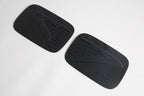 Black carbon fiber texture patterned door sill protectors for car interior protection.