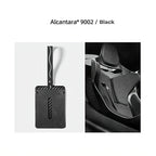 Black Alcantara 9002 car seat cover featuring premium textured fabric and carbon fiber accents.