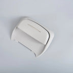 Premium light grey textured car center console storage box with sleek silver trim.