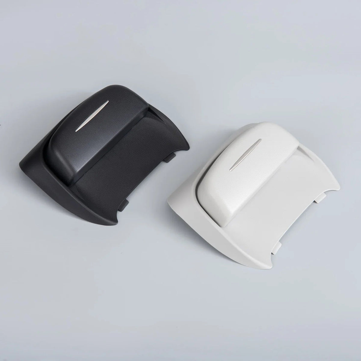 Premium matte black and cream white car center console armrest covers for BYD accessories.