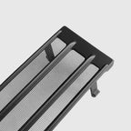 Matte black metal mesh grille guard for car protection, featuring a durable reinforced design.
