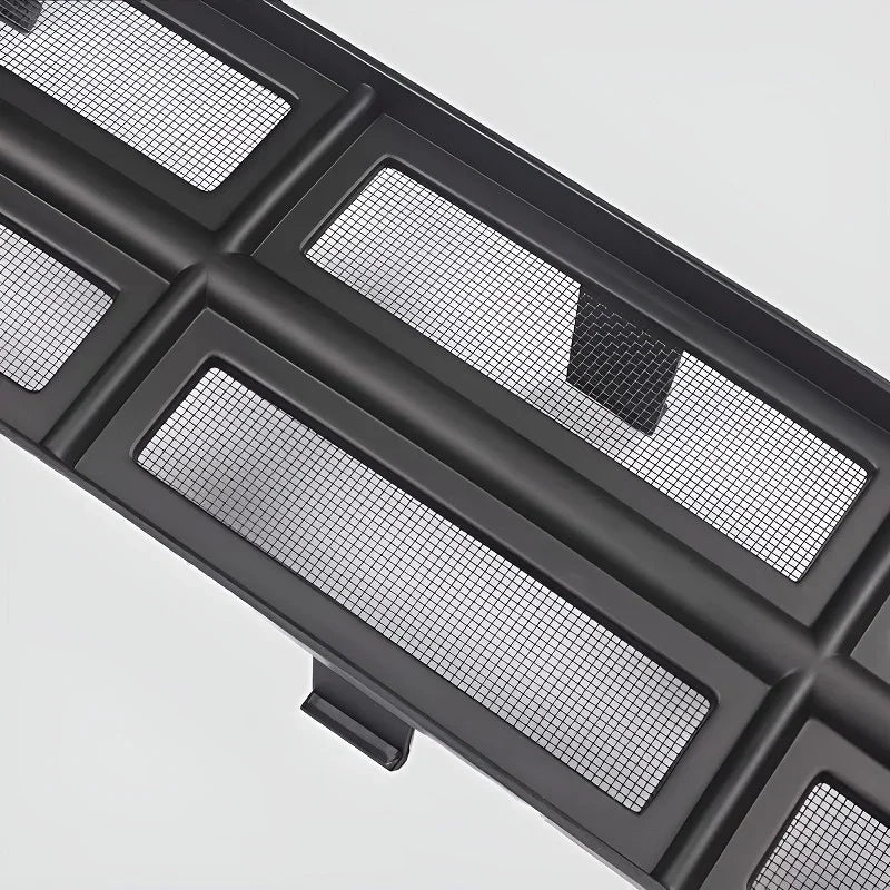 Matte black mesh front grille with durable reinforced frame for BYD vehicle protection.