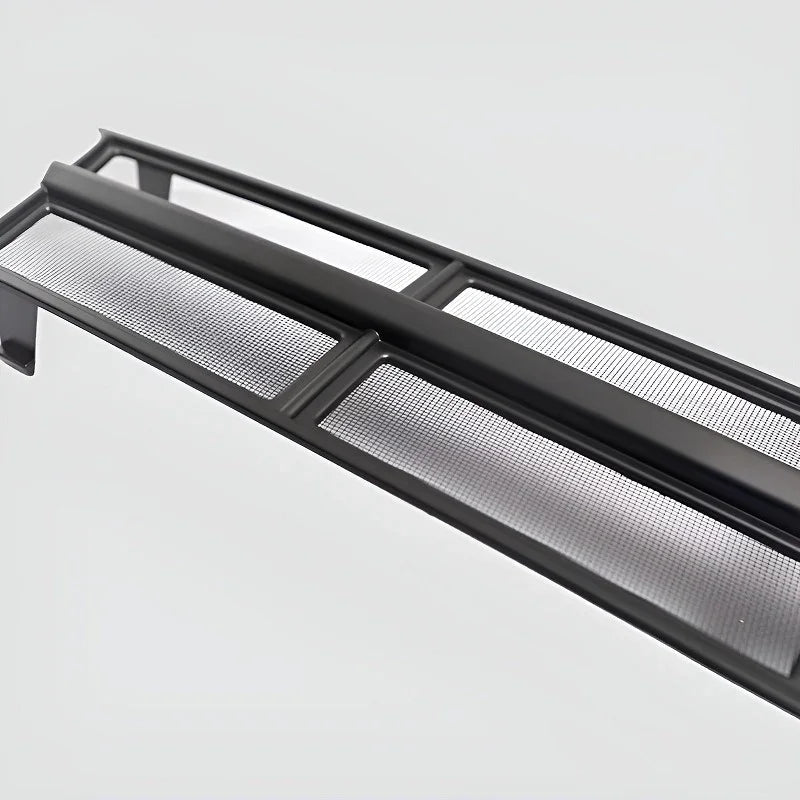 Black matte metal mesh grille guard for BYD vehicle protection.