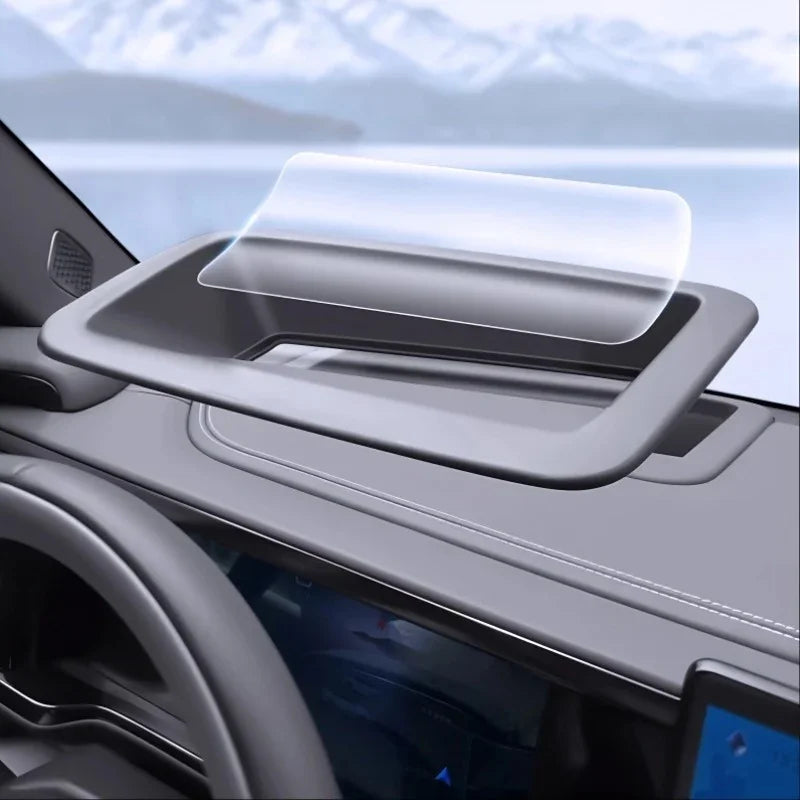 Black anti-glare transparent screen protector for BYD car dashboard display.