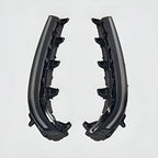 Pair of durable black plastic car door sill protectors with structured reinforced edges.