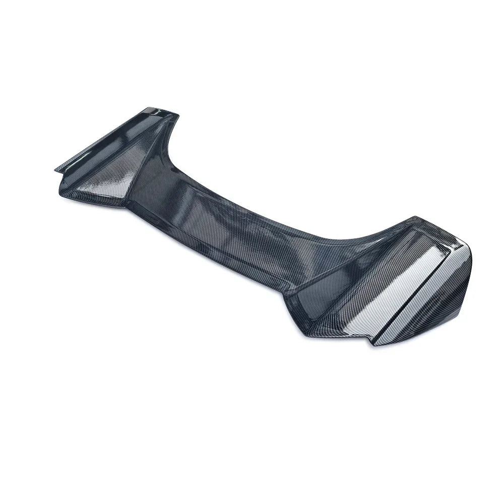Glossy black carbon fiber rear spoiler for BYD, featuring a sleek aerodynamic design.