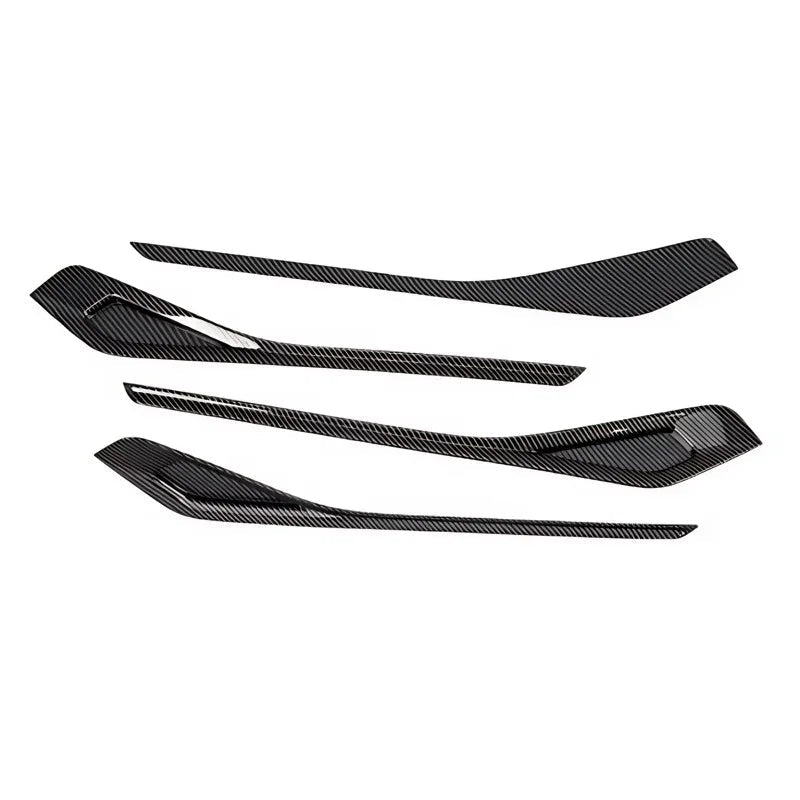 Set of four black carbon fiber textured car door handle trim covers