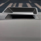 Sleek grey matte-finish car trunk organizer tray with a silver metallic accent strip.
