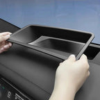 Black matte finish center console organizer tray for BYD interior storage.