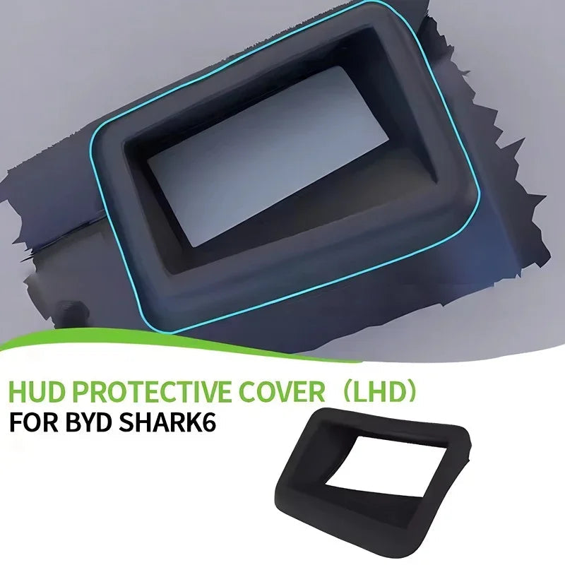 Black matte HUD protective cover for BYD Shark 6 LHD, made of durable high-quality material.