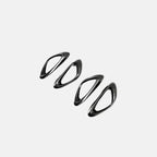 Four black carbon fiber patterned decorative trim pieces for BYD car interior.
