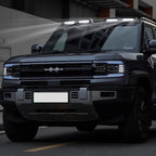Black BYD SUV equipped with high-intensity LED roof light bars and front grille accent lights.