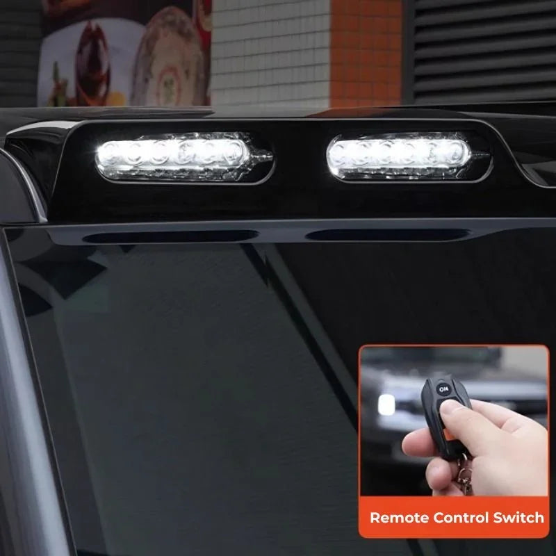 Black LED roof light bar with remote control switch for BYD aftermarket accessories.