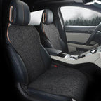 Premium black textured fabric car seat covers with orange accent stitching for BYD interior.