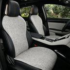 Professional grey textured fabric car seat covers with black accents for a modern interior.