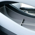 Grey custom-fit TPE car storage tray for organized BYD interior compartment protection.