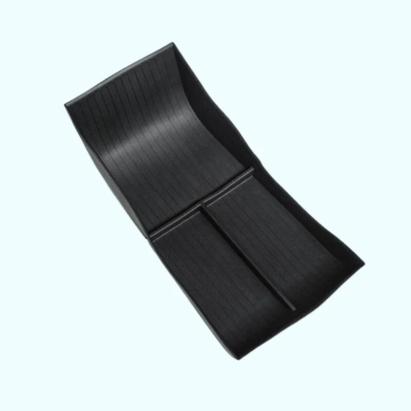 Professional black textured synthetic leather car center console organizer tray