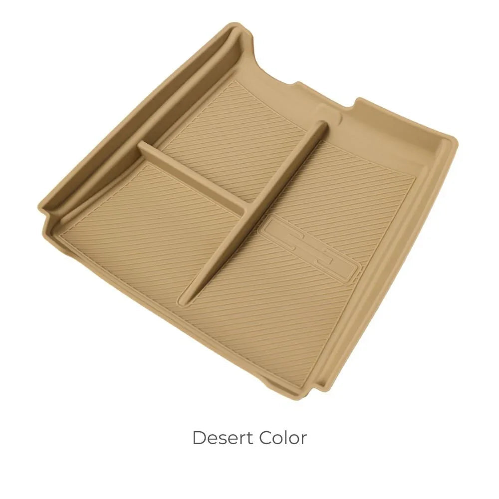 Desert color custom-fit TPE car floor mat with anti-slip ridges and protective edges