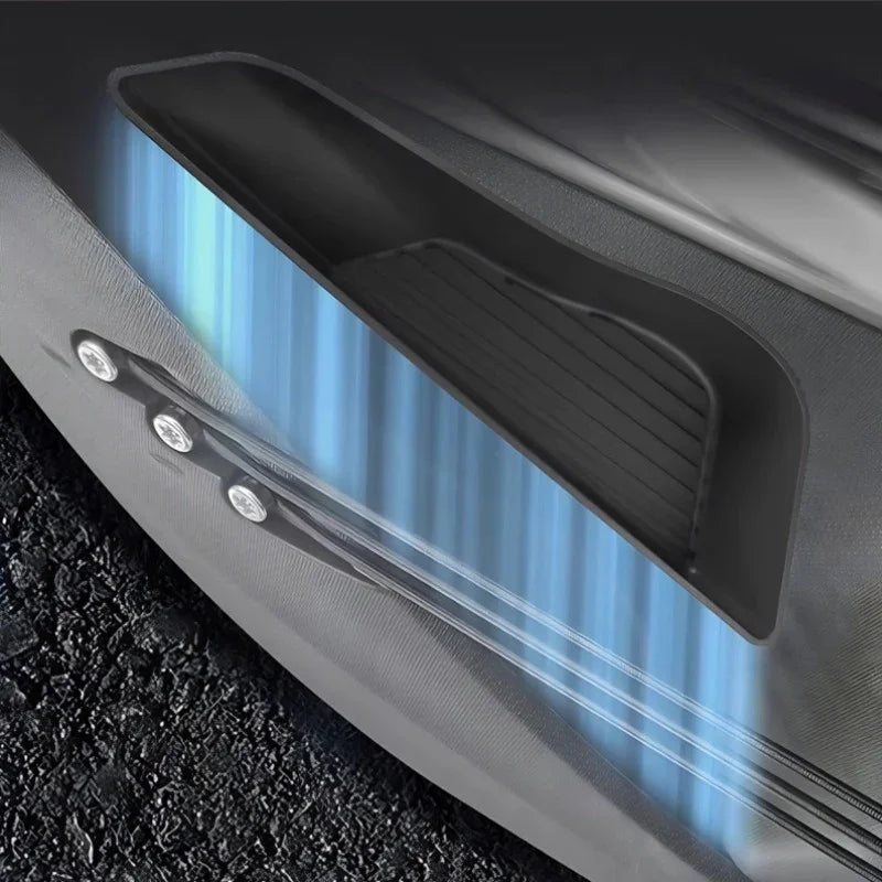 Black textured protective door sill guard for BYD with durable waterproof material.