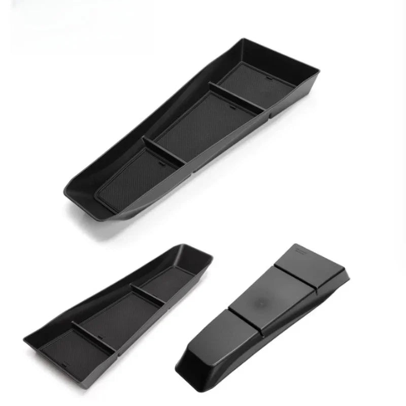 Professional black textured composite car console organizer trays for BYD interior.