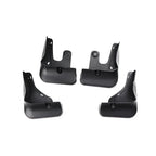 Set of four premium matte black protective kick mats for car interior floor mats.