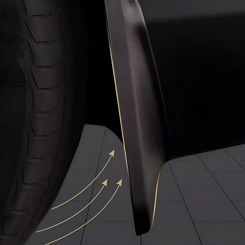 Sleek black mud flap made of durable material, protecting the vehicle body from debris.
