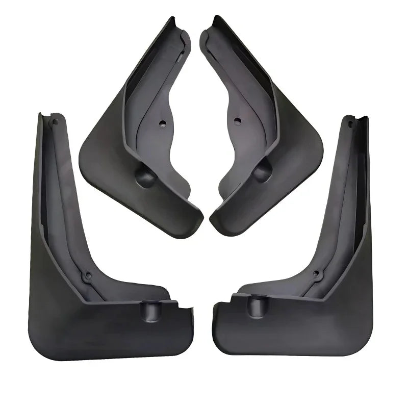 Set of four durable black matte plastic car mud flaps for vehicle protection