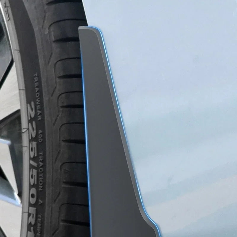 Black matte mud guard with blue trim edge for BYD vehicle protection.