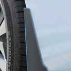 Black matte mud guard with blue trim edge for BYD vehicle protection.