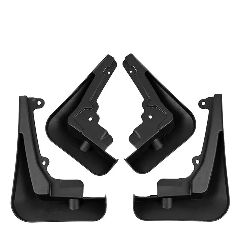 Set of four durable matte black ABS plastic mud flaps for BYD vehicle protection.