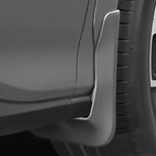 Close-up of a durable matte grey plastic car side step accessory for vehicle protection.
