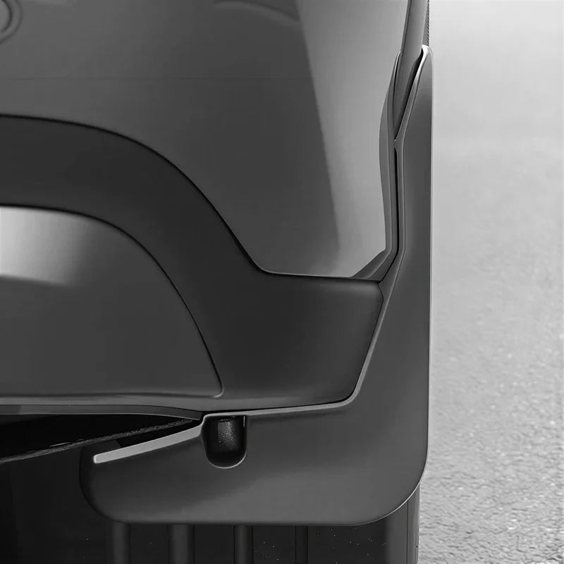 Close-up of a matte black durable plastic rear bumper protector for vehicle protection.