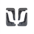 Durable black plastic interior door trim components for vehicle protection.