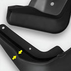 Two durable black plastic car interior protection mats with a matte finish.