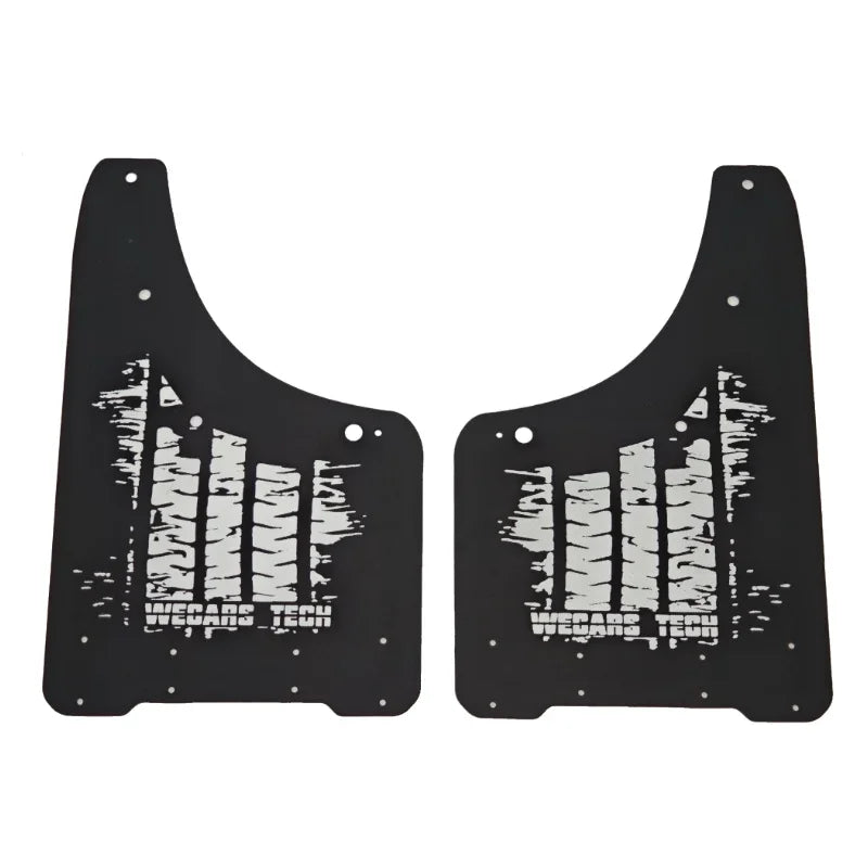Black heavy-duty custom-fit protective mats with unique geometric cutout patterns.