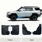 Black durable matte mud flaps for BYD vehicle, featuring front and rear protective sets.