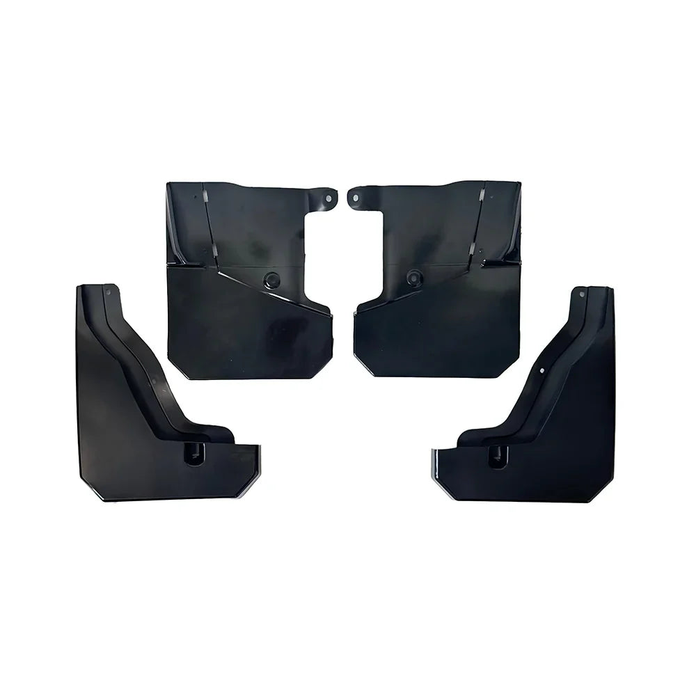 Set of 4 durable black heavy-duty plastic splash guards for BYD vehicle protection.