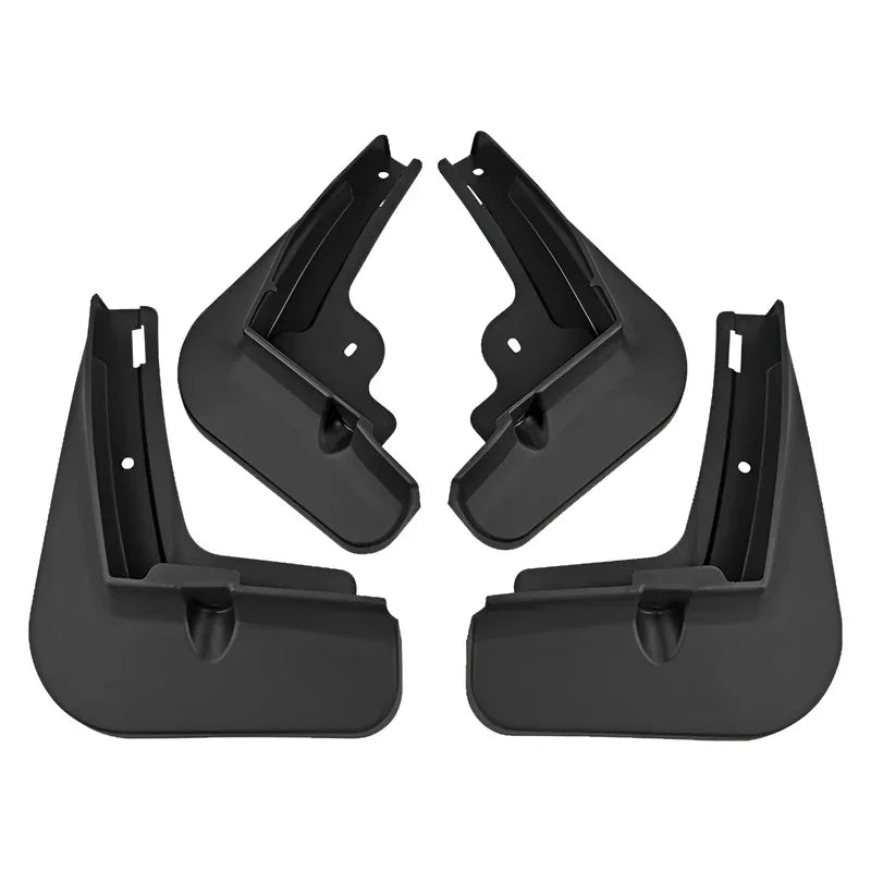 Set of four matte black durable plastic mud flaps for BYD vehicle protection.