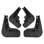 Set of four matte black durable plastic mud flaps for BYD vehicle protection.
