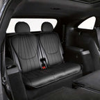 Professional black leather rear car seat covers with vertical stitching for luxury interior protection