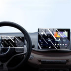 High-definition tempered glass screen protector for BYD car infotainment and instrument cluster.